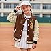 Fonplted Kawaii Capybara Bomber Jacket Boys Long Sleeve Baseball Jacket with Pockets Casual Kids Varsity Jackets Fashion School Uniform (Brown, 10-12Y)