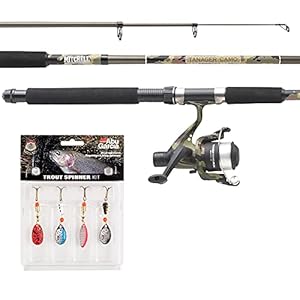 Mitchell Tanager Camouflage kit Complet Canne téléscopique et Moulinet avec Fil et leurres prêt à pêcher la Truite et la…