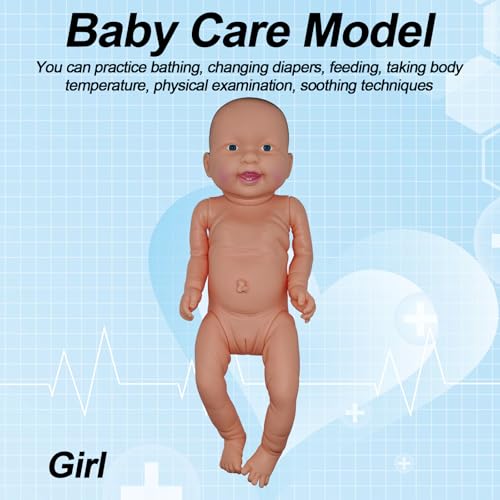 Image of Life-Size 20 inch Newborn Baby Care Model, Realistic Infant Simulation Manikin with Rotating Head & Limbs & Clothing, for Expectant Mothers Obstetrics & Gynecology Nurses & Midwifery Teaching (Girl)