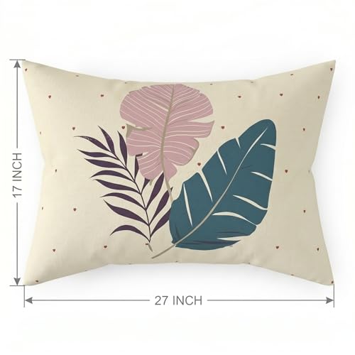 Image of Filymore Single Fitted Bedsheet with 1 Pillow Cover | Cream Leaf Print Bed Sheet for Single Bed | 240 TC Soft Microfiber Elastic Fitted Bedspread Size 72 x 36 Inch | Blue & White