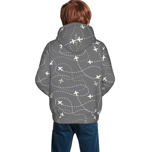 Airplane Routes Around The World Kid Hoodies Boys Sweatshirts Girls Pullover with Pocket4
