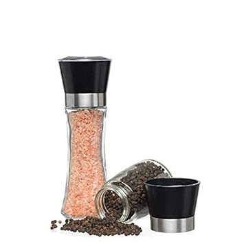Elvana Salt and Pepper Crusher - Salt and Pepper Shakers with Adjustable Coarseness by Ceramic Rotor - Stainless Steel Pepper Mill Shaker and Salt Crushers Mills 1 pcs Set