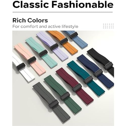 Image of LORENZ Silicone 22mm Replacement Watch Strap with Adjustable Magnetic Lock Feature