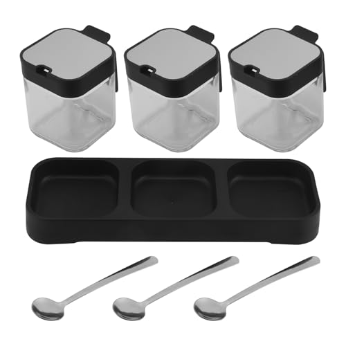 Nettoppo Juego de Recipientes de Tarros de Almacenamiento de Vidrio con Tapas de Acero Inoxidable y Cucharas para Servir AzúCar, Sal, Café, Té