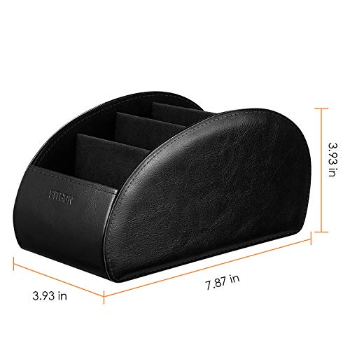 SITHON Remote Control Holder with 5 Compartments – [Upgrade Version] PU Leather Remote Caddy Desktop Organizer Store TV, DVD, Blu-Ray, Media Player, Smart Phones, Heater Controllers (Black) - Thumbnail 7