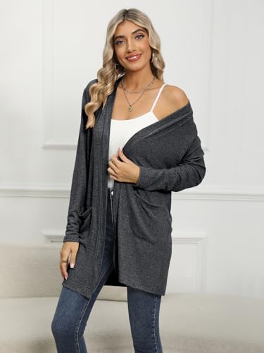 Image of DB MOON Womens Long Cardigan 2026 Fall Lightweight Long Sleeve Open Front Sweater with Pockets
