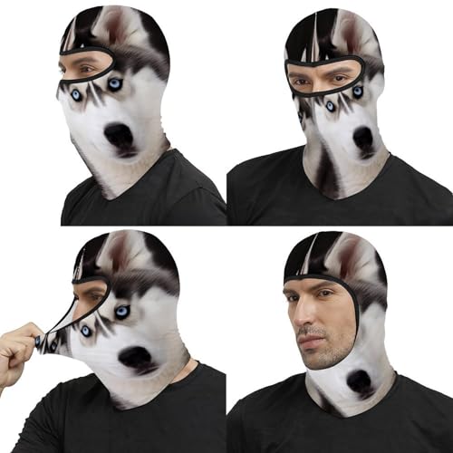 Pasamontaña térmico para hombre y mujer con estampado de perro husky, máscara facial para esquí, motocicleta y clima frío miniatura 5