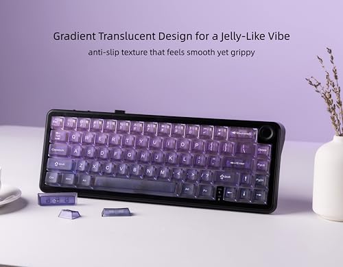 Image of dagaladoo Gradient Purple Frosted keycaps,Translucent Keyboard keycaps,Jelly Key caps Set,Shine Through Key caps,Cherry Profile Keyboard caps for Mx Switches Mechanical Keyboard(115key)