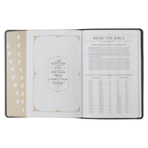 KJV Study Bible, Standard King James Version Holy Bible, Thumb Tabs, Ribbons, Vegan Leather, Gray/Black Two-Tone - image 7