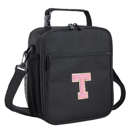 ELEFOCUS Initial Insulated Lunch Box For Womens/Mens Work，Personalized Monogrammed Lunch Bag With Adjustable Shoulder Strap For Adult/Preppy，Birthday Gift
