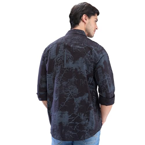 Image of Spykar Men's Slim Fit N /A Full Sleeve Printed Casual Shirts