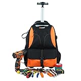KUNN Rolling Tool Bag 37Pockets Wheeled Tool Backpack with Widen Wheels Portable Tool Organizer,Heav