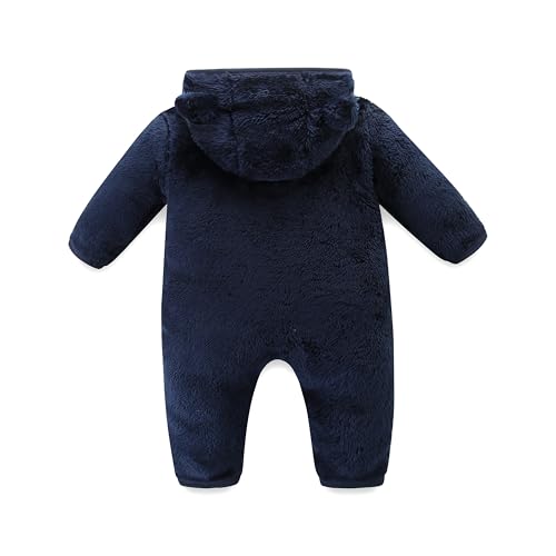 KIDDLETOWN Baby Winter Overall mit Kapuze Baby Schneeanzüge mit Fuß Winter Strampler Neugeborene Fleece Overalls Wärmer Schneeanzug Outwear Warm Jumpsuit für Mädchen Jungen 0-3 Monate