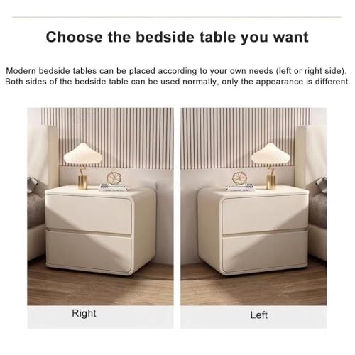 Table de chevet en bois massif et cuir microfibre pour chambre - 3