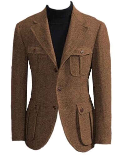 Blazer homme boutonné simple boutonnage manteau costume tweed business