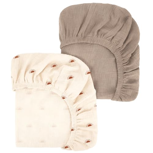 Rieoany Spannbettlaken Kinderwagen, Musselin Spannbettlaken...