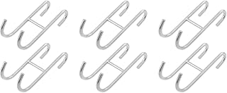 ULTECHNOVO Heavy Duty Hooks 6 pcs 304 Metal Clothes Rack Over The Door Hook Hanger Door Hanger Coat Hanger Double Door Decorate Clothes Hanger