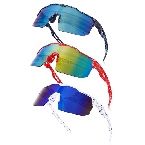 KesaPlan Kids Baseball Sunglasses, Youth Sports Sunglasses for Boys Girls 3-12 Sun Glasses for Cycling Running