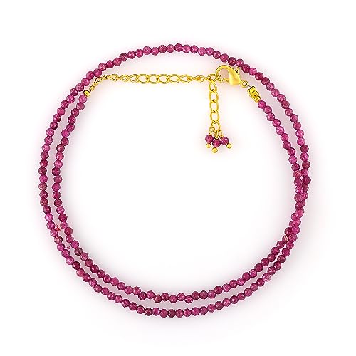 TGH Natural Ruby Gemstone Handmade Beaded Necklace, Faceted Beads Energy Stones, July Birthstone, Healing Crystals Women Fashion Jewelry gift Mother's Day Gifts