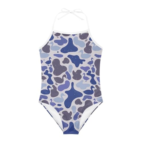 Image of ELEQIN Cartoon Animal Cute Girls One Piece Swimsuit Adjustable Swimwear for 3Y-10Y