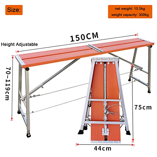 Banc de travail d'échafaudage en aluminium avec plateau robuste - 6