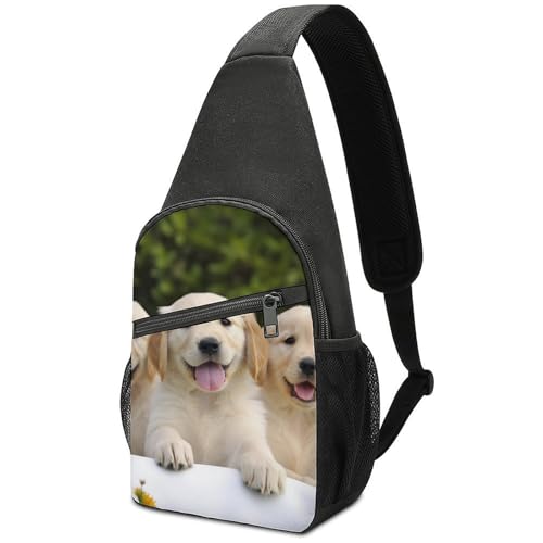 Morrales tipo Sling con Golden Retriever para viaje y trekking miniatura 1