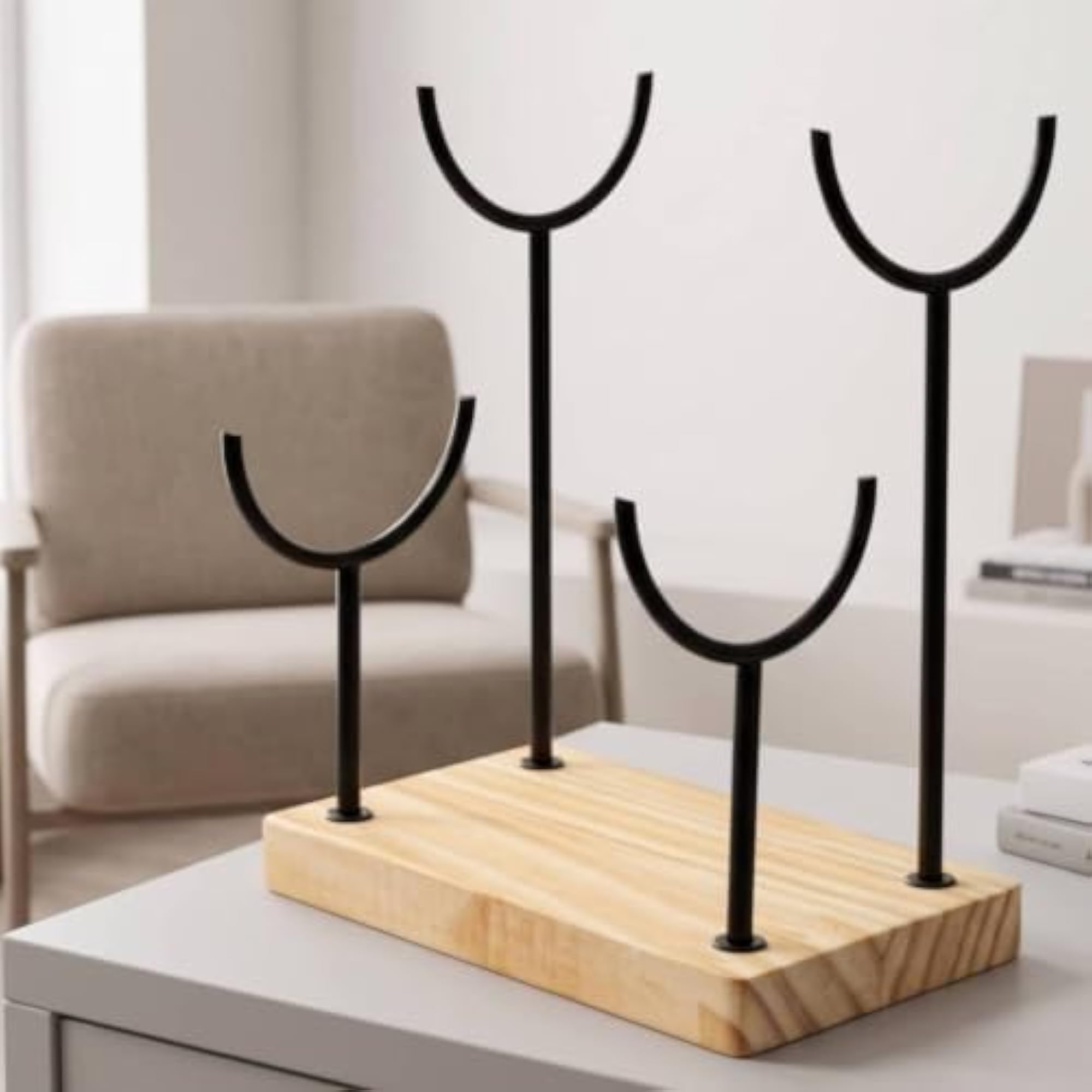 Countertop Bracelet Stand with Wooden Base for Retailers