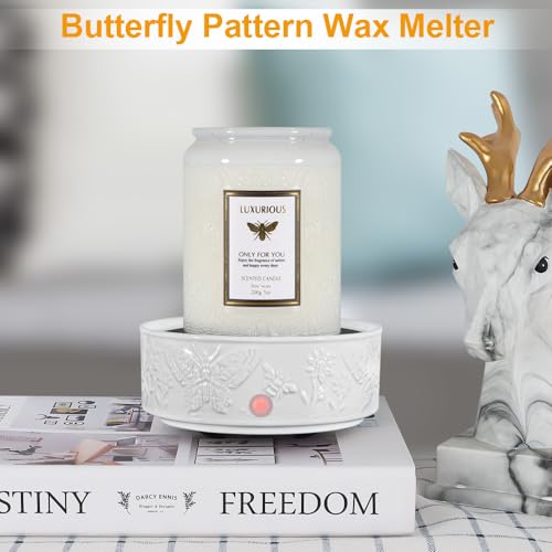kobodon Wax Melt Warmer for Scented Wax,Ceramic Wax Warmer Fragrances Candle Oils, Home Fragrance Wax Burner,True White Electric Candle Warmer as Gifts for Mom Women(Butterfly) by kobodon - Image 2