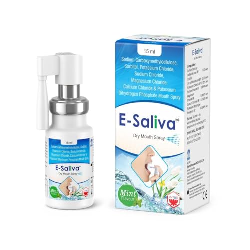 E-Saliva Mint Dry Mouth Spray for Adults Saliva Spray for Dry Mouth Relief Long-Lasting Moisturising Mouth Spray Oral Hydration & Comfort Refreshing Mint Flavour 15ml (Pack of 1)