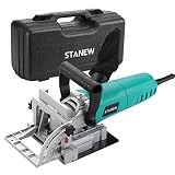 Fraiseuse à Lamelles STBJ1002 900W, Réglage D'angle D'inclinaison 90°,11000RPM avec Sac à Poussière et Clé STANEW