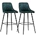 Duhome 2x Sgabelli da bar quadrato con schienale piedini in metallo 5162 Vintage, colore:blu, materiale:velluto vintage
