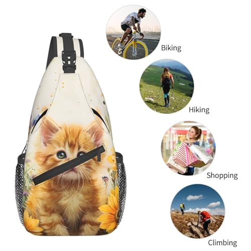 Bolso Sling con Estampado de Gato y Girasol para Mujer y Hombre miniatura 6