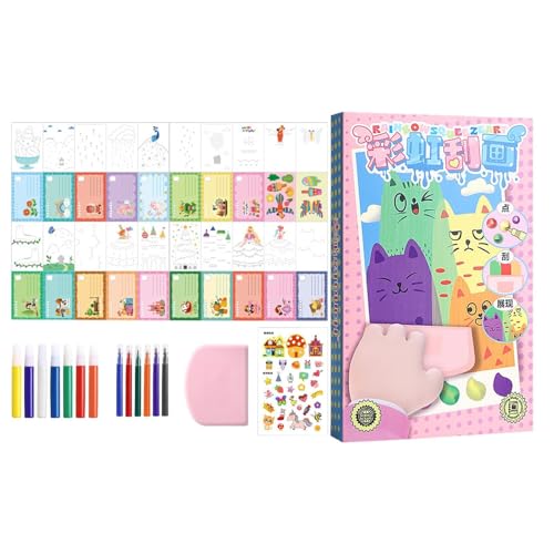 NevPuose Pintura para rayar para niños, Pintura para rayar de color de puntos,Kit educativo de dibujo para rascar | Rainbow Dot Scratch Painting para niños mayores de 6 años, Squeegee Art Kids