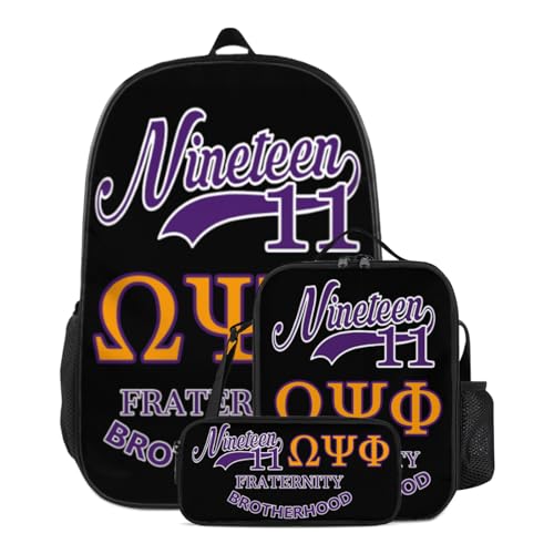 Fraternity Paraphernalia Gift Bags 17 Laptop Backpack with Insulated Lunch Bag Utility Pouch Durable 600D Oxford Daypack (Purple One Size)