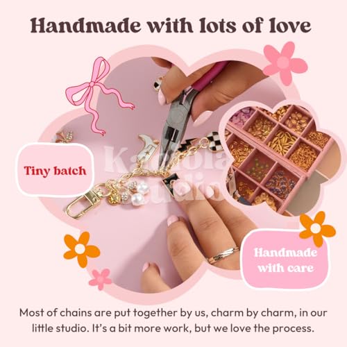 Kaciola Charm Chains for Kindle, Pearl Chain Purple Bow Pendant Cute E-reader Phone Charm Bracelets Accessories Gift for Reader Booklovers Women Men, Charms Compatible for Kindle/E-Reader/Phone (D04) - image 4