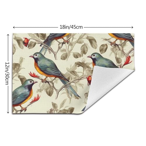 Set de table en PVC antitache lavable oiseaux vintage rustique - 3