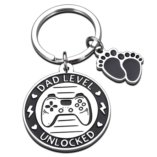 New Dad Gifts for Gamer Dad, First Fathers Day Keychain