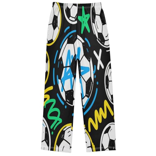 Boys' Pj Pants Soccer Painting Joggers Elastic Long Bottom Trousers Sweatpants with Pockets Size 6-14