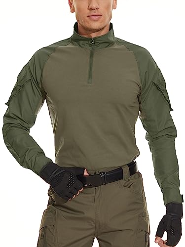 MAGCOMSEN Men's Tactical Military Shirt Spring Long Sleeve Breathable T-Shirt with Two Pockets Outdoor Clothing Camouflage