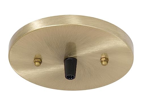 B&P Lamp Victorian Cast Brass Canopy – 5 1/2” Diameter, Unfinished Brass, With Loop, Crossbar & 1/8 IP Nipple For Pendant Lights