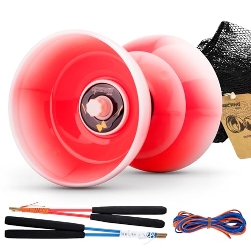 Image of MAGICYOYO Professional Diabolo Yoyo, Chinese Yoyo for Kids 8-12 & Adults, Professional Juggling Diabolo Toy with Sticks & String, Beginner to Advanced Circus Diablo Set for Outdoor Play (Red White)