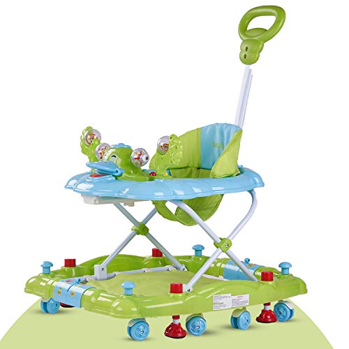 Baybee Cheezy Baby Walker Cum Rocker for Baby, Kids Walker with Height Adjustable & Parental Push Handle | Walker for Baby Kids with Musical Toy Bar | Activity Walker Baby 6-18 Months Boy Girl (Green)