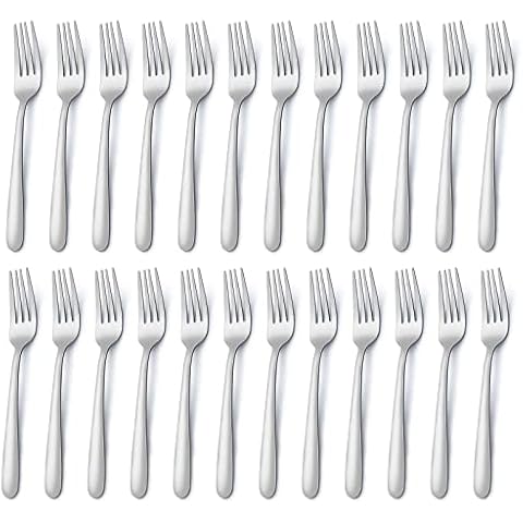 24 Pieces Dinner Forks, Pleafind Forks Silverware, 7.1 Inches Silverware Forks, Stainless Steel Forks, Mirror Polished Forks Silverware Set, Forks Use for Home, Kitchen or Restaurant, Dishwasher Safe Cover