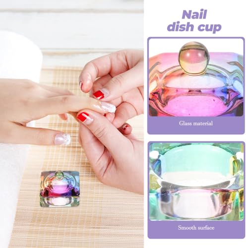 Juego 2 Piezas Copa de Cristal para Uñas con Tapa miniatura 6