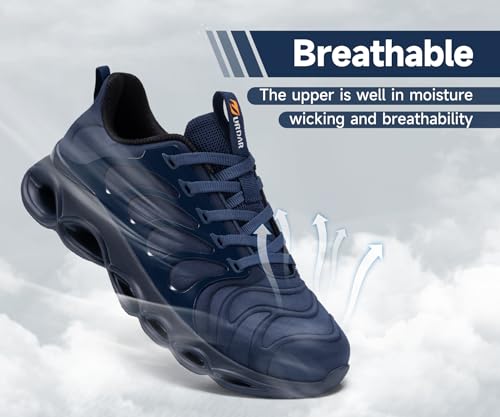 Image of Steel Toe Shoes for Men Comfortable Safety Shoes Work Lightweight Steel Toe Sneakers Breathable Safety Sneakers Industrial Work Footwear