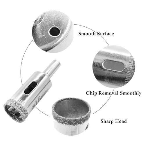 Image of 16PCS Diamond Hole Saw Drill Bits Set Kit for Ceramic, Premium Glass Drill Bit for Bottles,Pots, Marble, Granite Stone, Tile Cutting, 1 /4 to 2 Inch