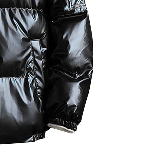 DGHM-JLMY Mens Winter Warm Puff Jackets Solid Color Metallic Jackets with Hood Reflective Shiny Bubble Jacket Outwear4