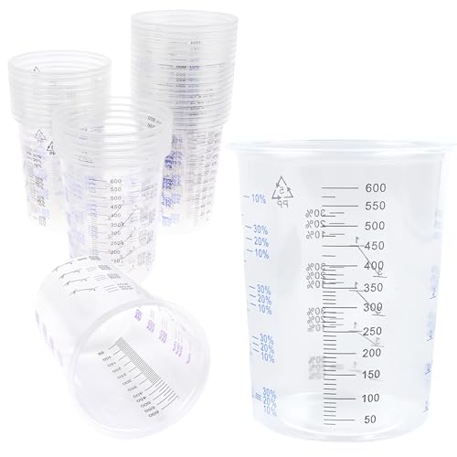 50 Pièces Gobelet Doseur 600ml,Tasses De Mélange De Peinture, Verre Doseur Plastique, Gobelet Mélangeur En Plastique Pour Liquides, Mélange De Résine, Peinture