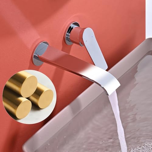 Robinet de lavabo dissimulé cascade or brossé mitigeur eau chaude froide - 3