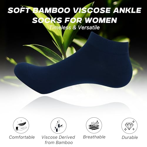 Ankle Socks for Women Thin Bamboo Viscose Breathable Low Cut Soft Casual Ladies Sock 4/8 Pairs2